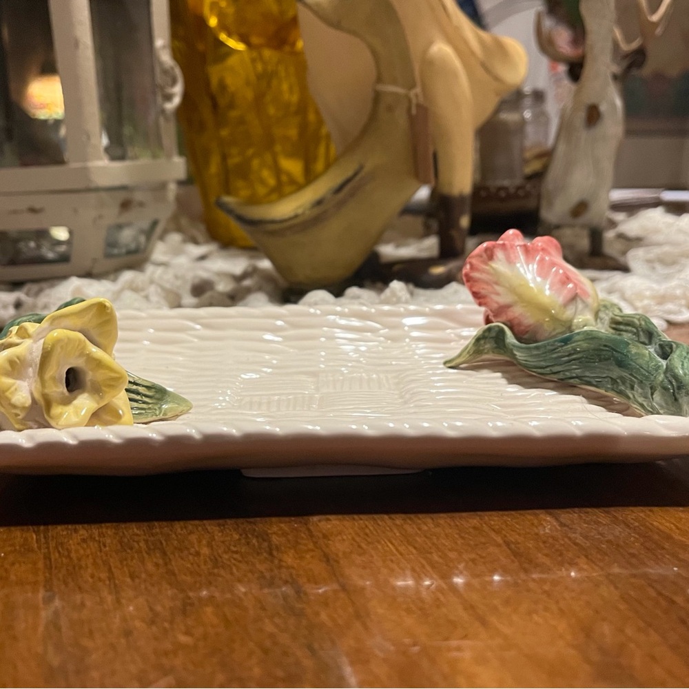 Floral Ceramic Rectangular Tray